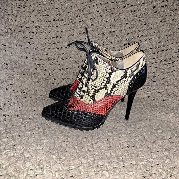SPAZIOMODA BOLOGNA-ITALY-Multicolor Snakeskin/Croc Pattern-Stiletto-Sz 37/6.5-NM - Picture 2 of 8